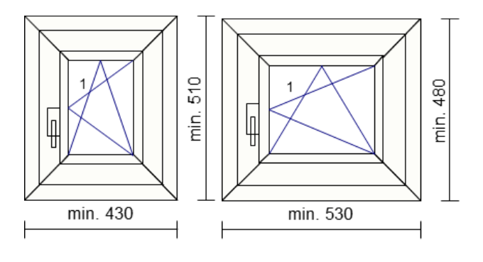Jednokřídlé okno otevíravě-sklopné_minimální rozměry